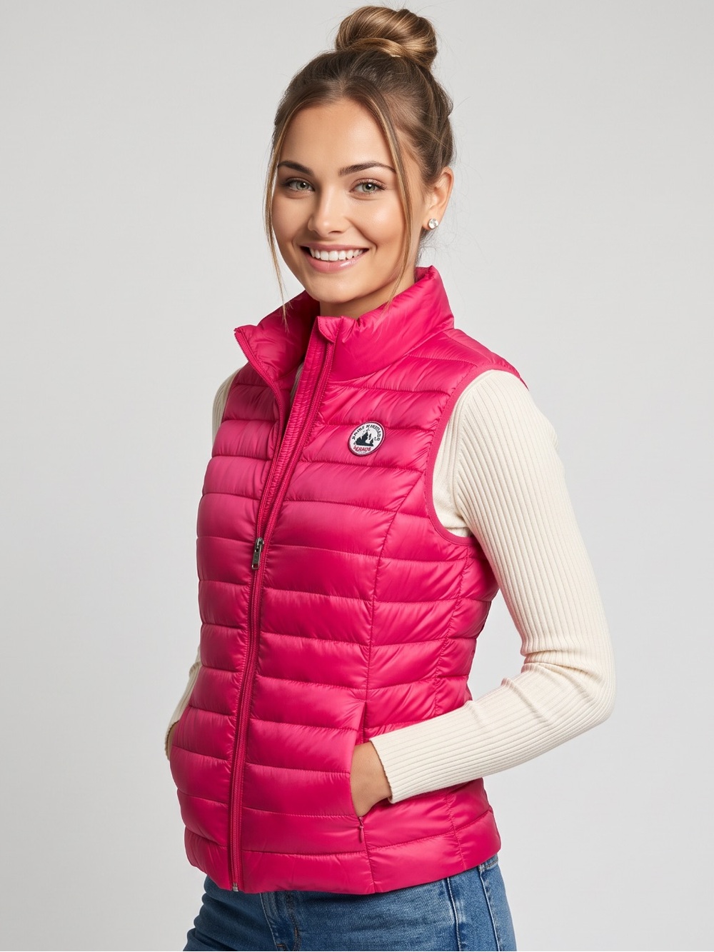 🌻EUC JOTT Seda Goose Down Vest Pink Fuchsia Quilted Lightweight Puffer Size M